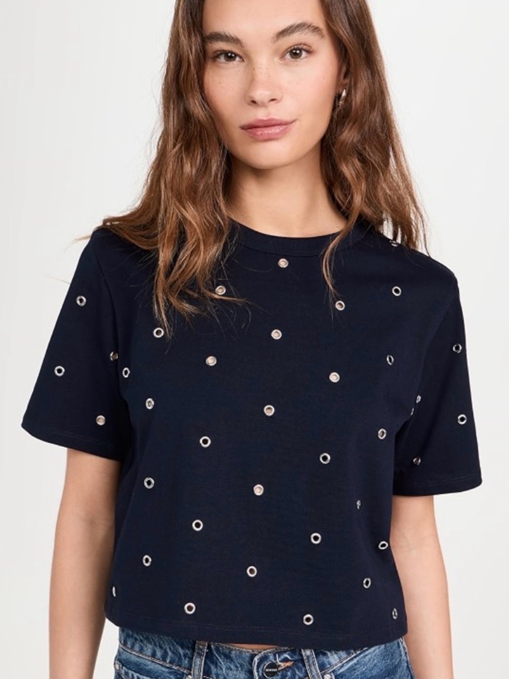 NWT Veronica Beard Navy tee with studs XS